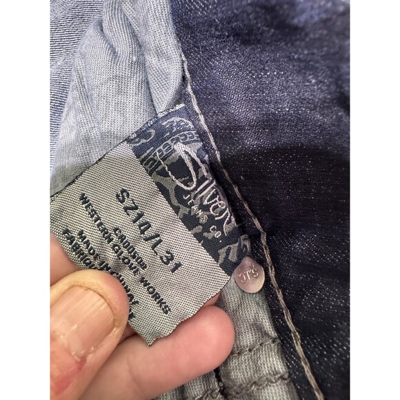 Silver Suki Bootcut Jean Women SZ 14/L32 Blue Dark Wash Thick Stitch Stone Wash - Picture 7 of 11